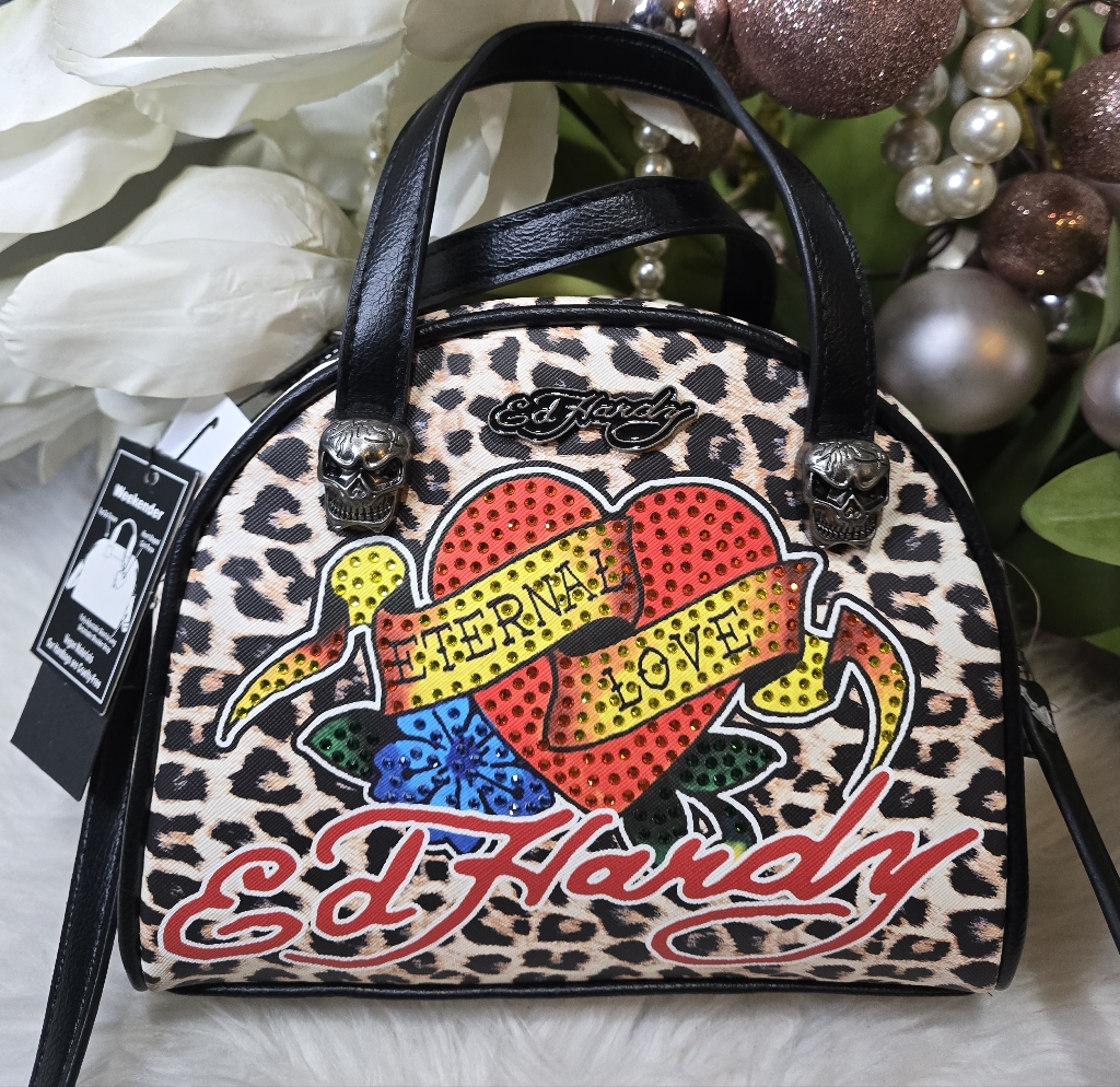 Ed Hardy Leopard Print CrossbodyHandbag Bag Brand New